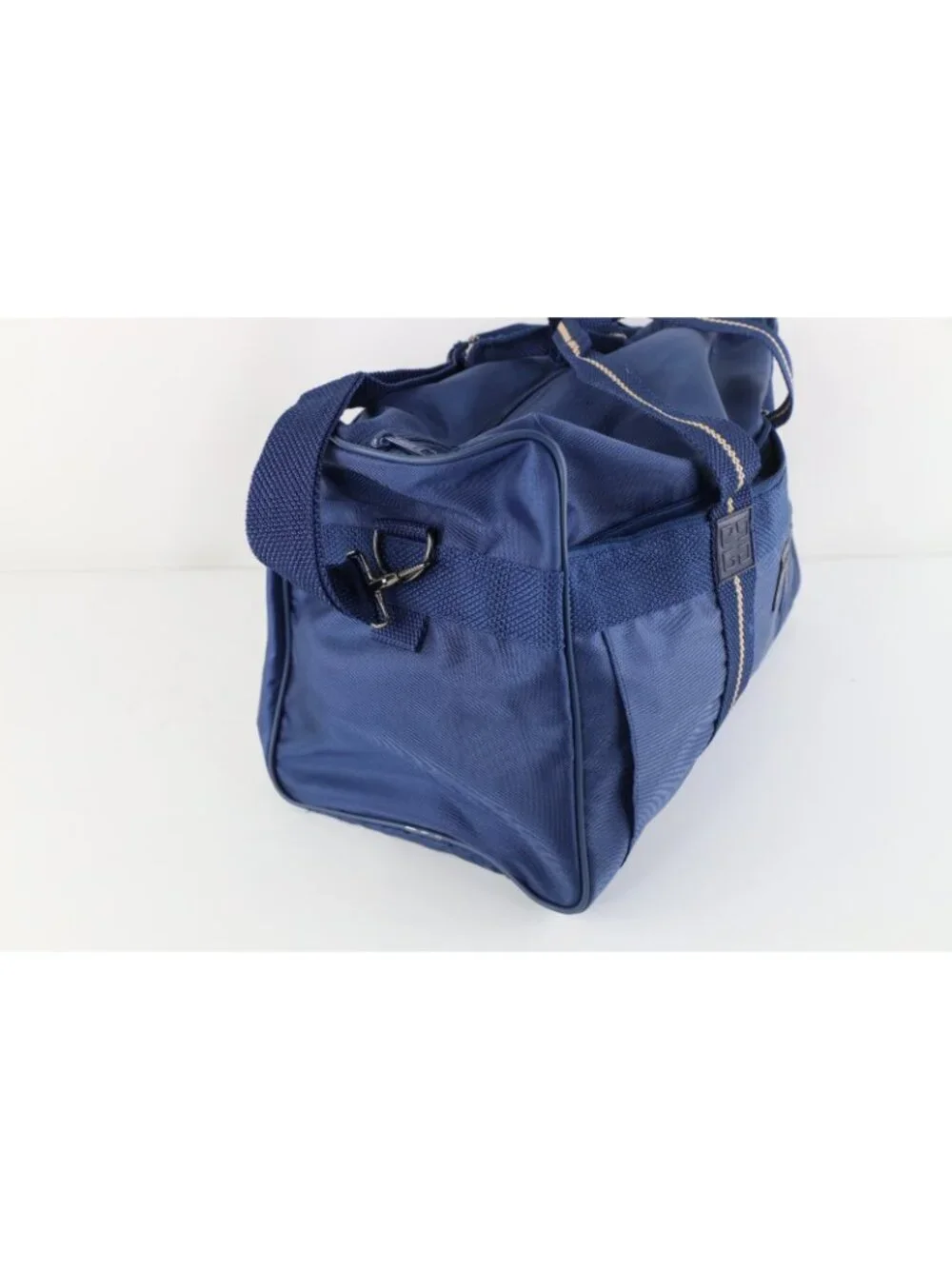 Vintage 80s 90s Givenchy Spell Out Handled Duffel Bag Gym Bag Weekender Blue